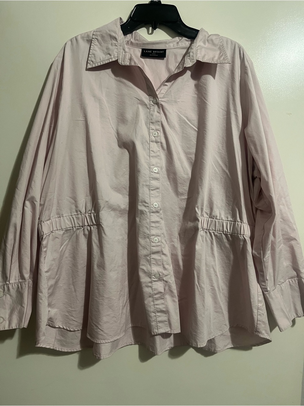 Lane Bryant Light Pink Button-Front Peplum Blouse